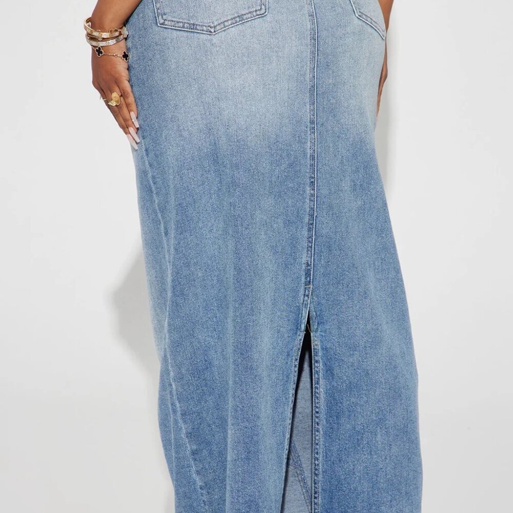 Fashion Nova Blue Maxi Denim Skirt Size XL EUC - Picture 5 of 13